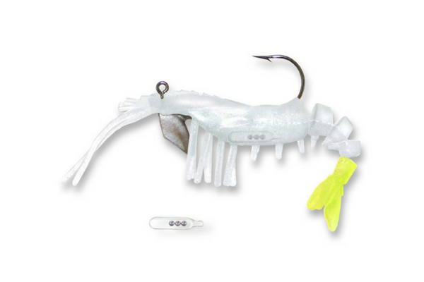 16 Vudu Shrimp Rattler Pearl/Chart Tail 3.5 inch 1/4 oz (2/pk)