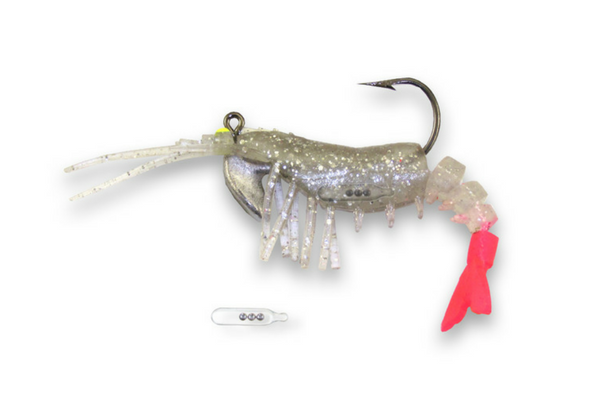 45 Vudu Shrimp Rattler Silver Flake/Pink Tail 3.5 inch 1/4 oz (2/pk) DISCONTINUED