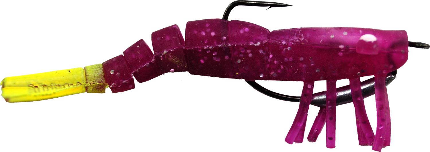 03 Vudu Weedless Shrimp Purple/Chart 3.5 inch 1/8 oz 2/pk