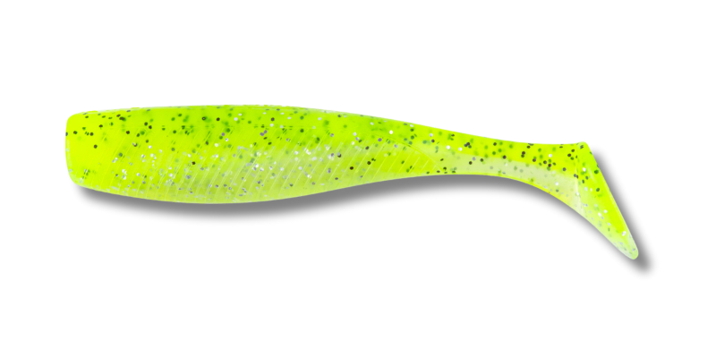 05 Quiver Shad Lime Slice 4 inch 5/pk with 1/4 oz Vudu Jig Head