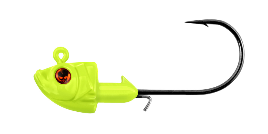 Vudu Jig Head 3/8 oz 3/pk - Vudu Eye Chartreuse