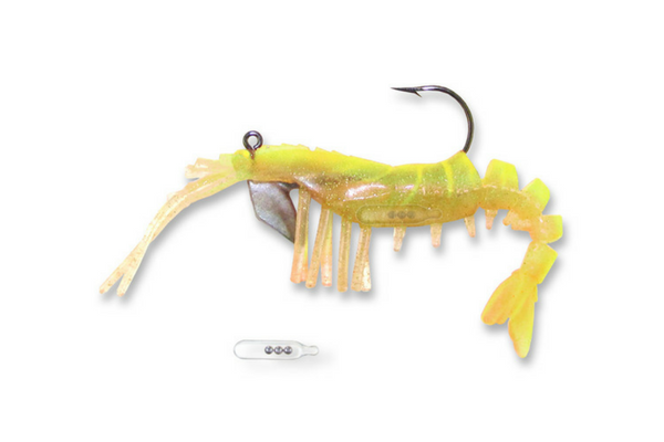 15 Vudu Shrimp Rattler Chartreuse 3.5 inch 1/4 oz (2/pk)