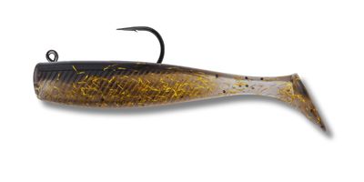 01 Vudu Rigged Quiver Shad Gold Rush 4 inch 1/4 oz 2/pk