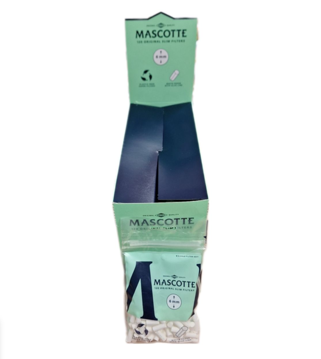 Mascotte slim paper filters (6mm) 120 (doos 20 zakjes)