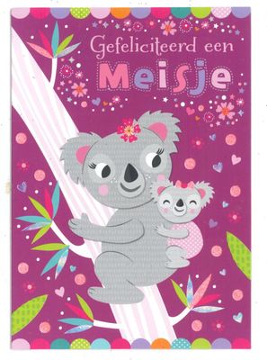 Wenskaart Geboorte Meisje - Mardi Gras 43