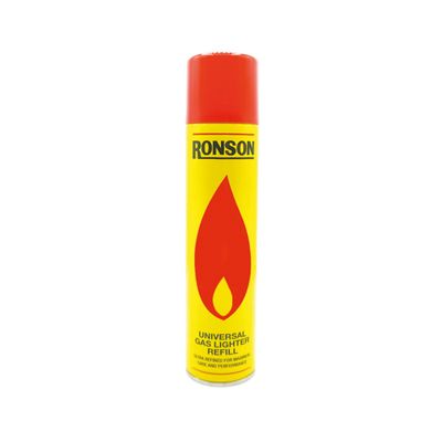 Aanstekergas 300ml Ronson. Met opzetstukken ( Universeel)