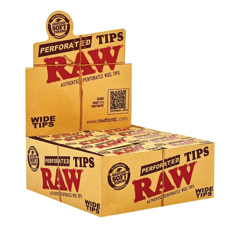 Raw perforated wide filter tips 50 velletjes Display ( 50 stuks)