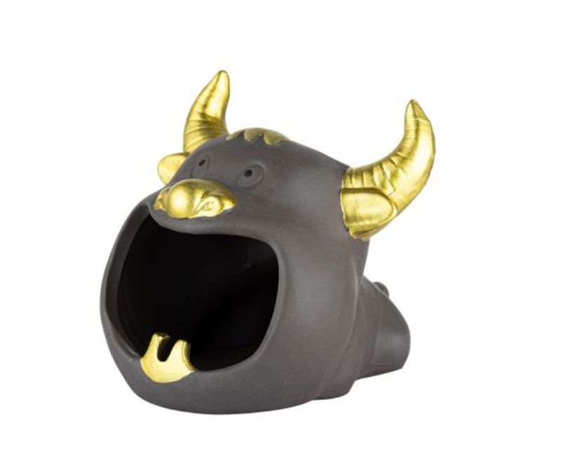 Keramieke Asbak Cow brown with gold ears