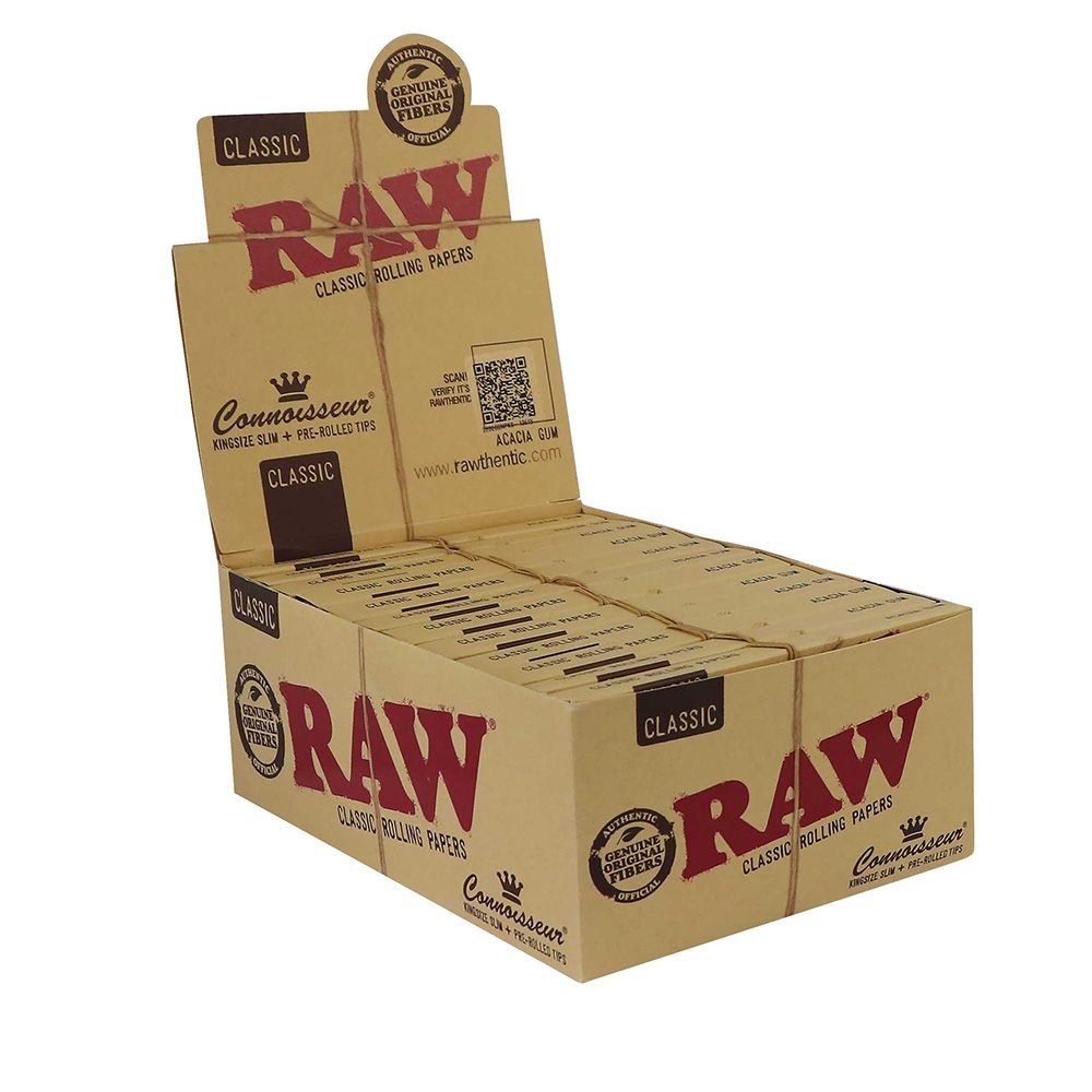 RAW Classic Connoisseur KS Slim 50 Leaves/ 24 prerolled tips (Display 24 stuks)