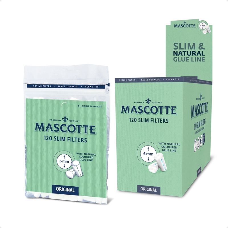 Mascotte slim paper filters (6mm) 120 (doos 20 zakjes)