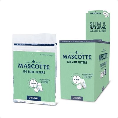 Mascotte slim paper filters (6mm) 120 (doos 20 zakjes)