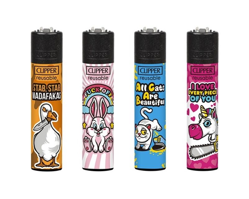 Clipper aansteker - Mix Slogan 7 - CP11 (4 stuks)