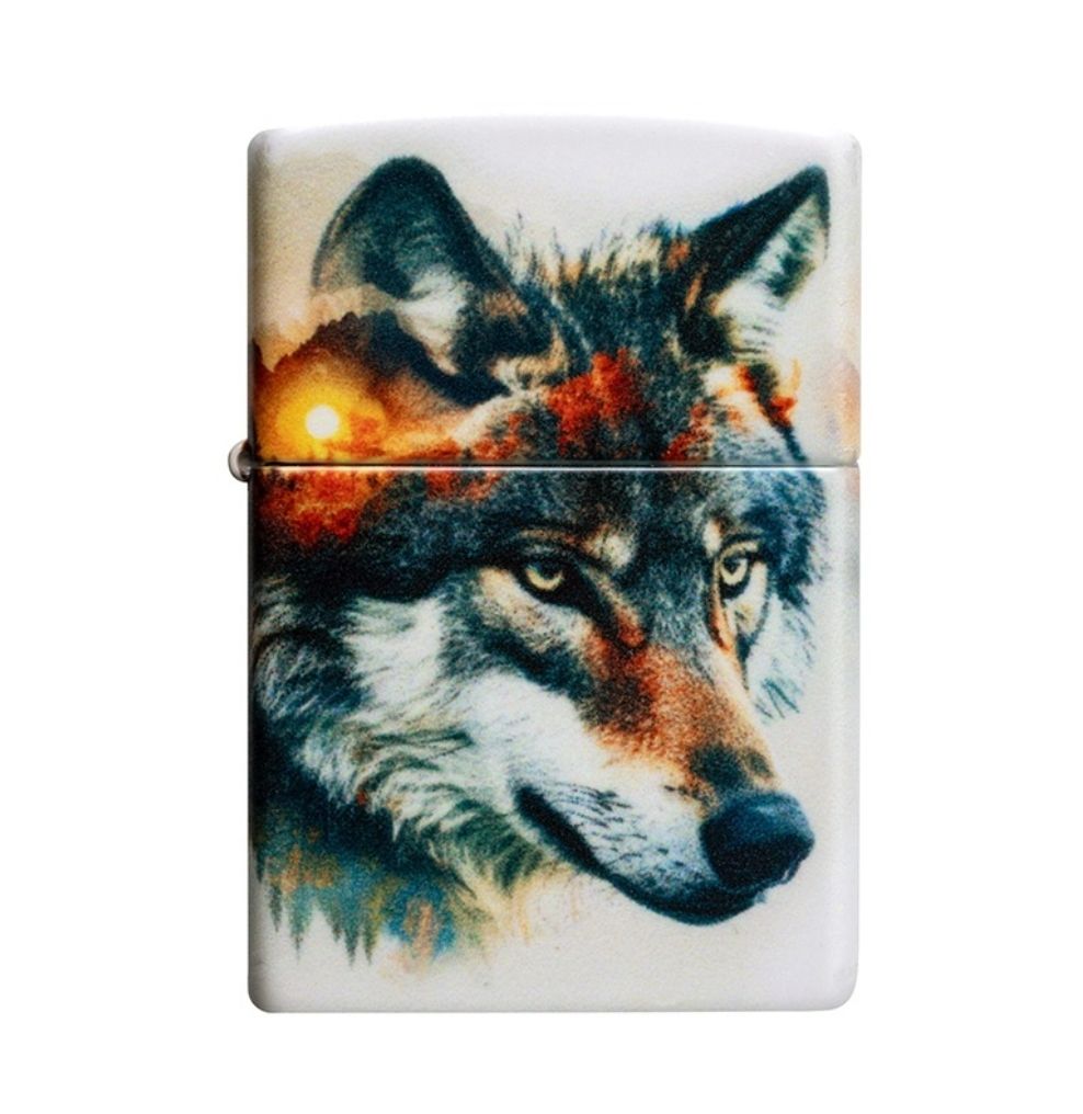 Zippo Wolf and Mountain Design