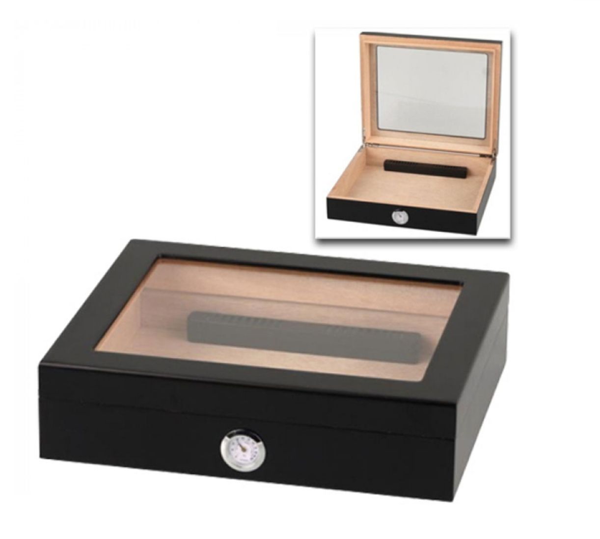 Humidor - Zwart - 260x220x67mm - Bookwill