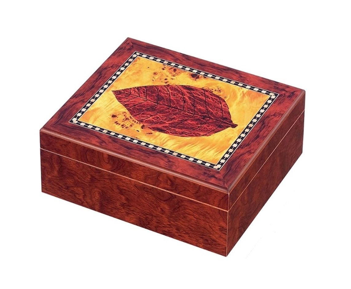 Humidor - Bookwill Humidor - 25 Cigars - Tobacco Leaf