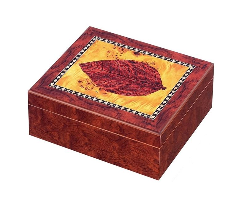Humidor - Bookwill Humidor - 25 Cigars - Tobacco Leaf