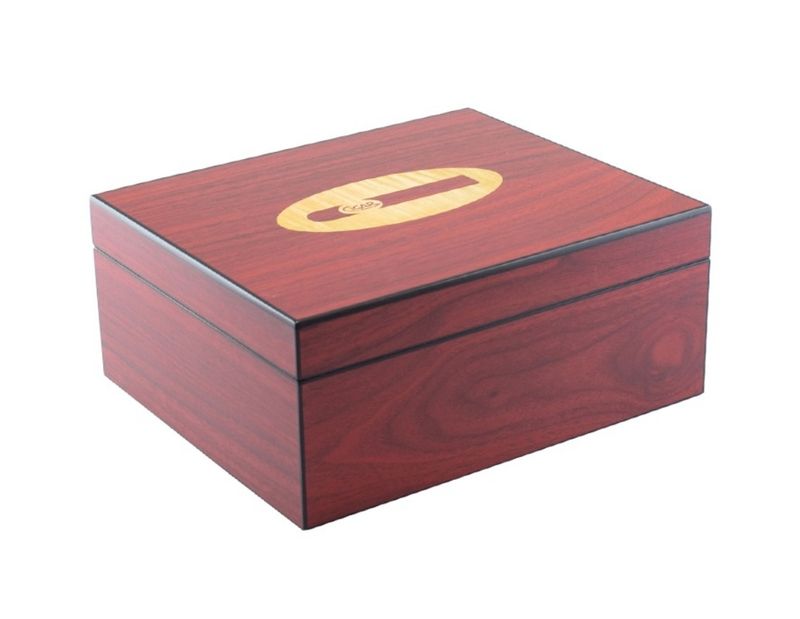 Humidor - 35 Cigars - Rosewood w/ Cigar Logo - Bookwill