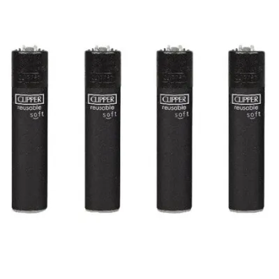 Clipper aansteker Micro Vuursteen Black Soft Touch ( 4 stuks)