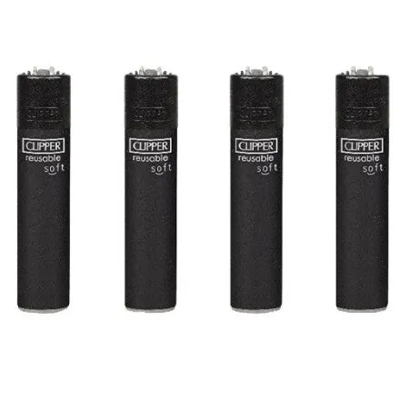 Clipper aansteker Micro Vuursteen Black Soft Touch ( 4 stuks)