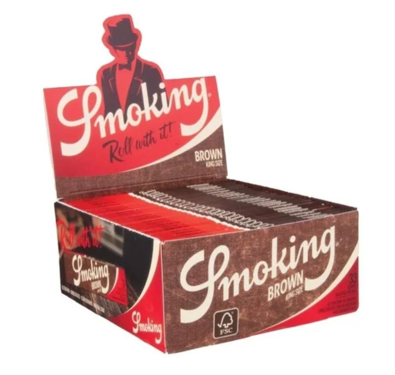 Smoking vloei Brown King Slim Size display (50 stuks)