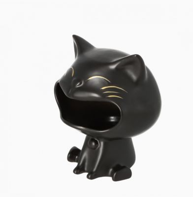 Asbak Kat, Zwart Keramiek