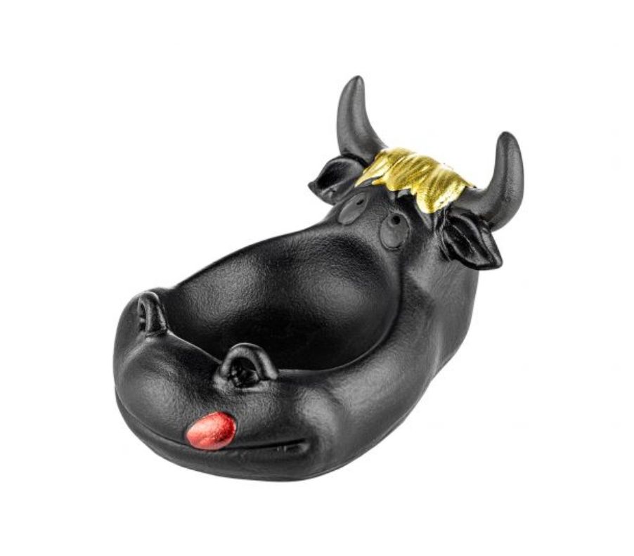 Keramieke Asbak Cow black with gold