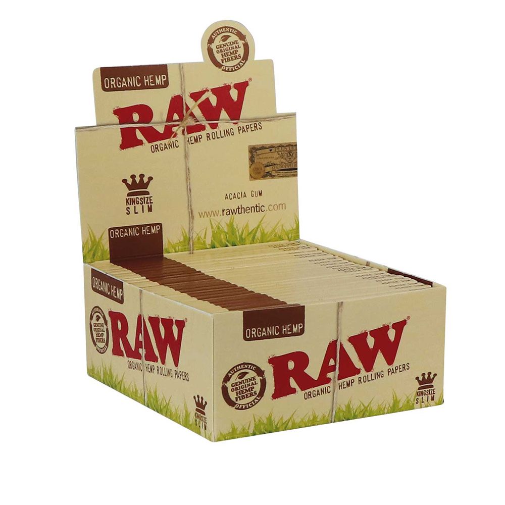 RAW vloei ORGANIC Hemp King Size SLIM (Display 50 stuks)