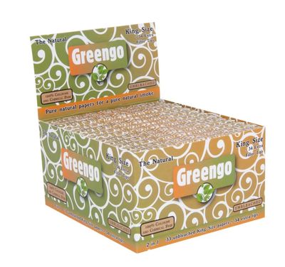 Greengo unbleached king size regular 2 in 1 Display 24 stuks