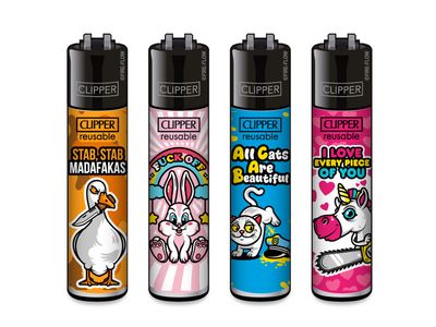 Clipper aansteker - Mix Slogan 7 - CP11 (4 stuks)