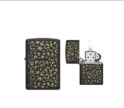 Zippo - Skull Leopard Design Black Matte