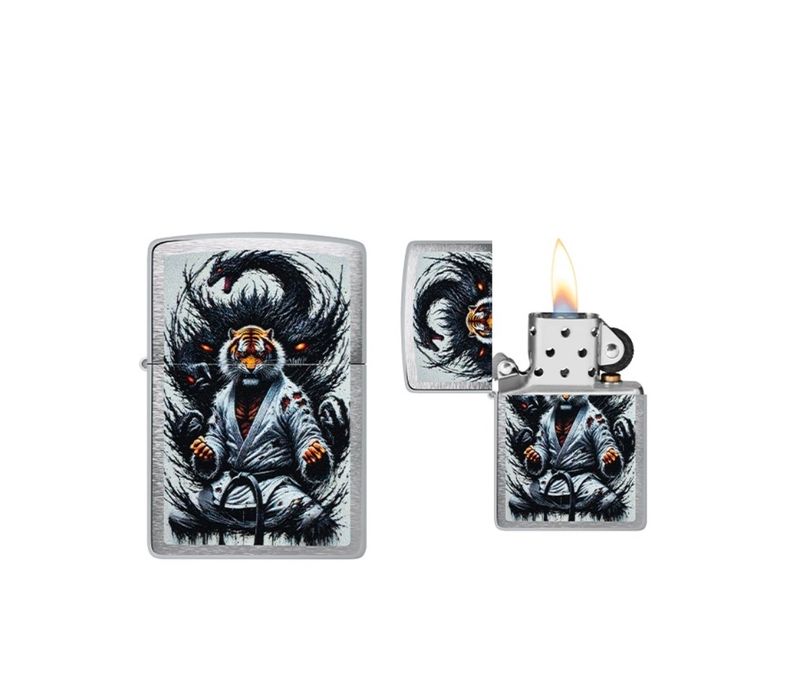 Zippo - Tiger Design Brushed Chrome