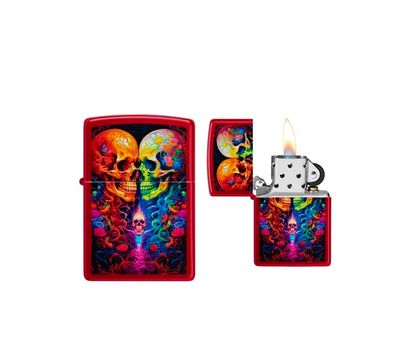 Zippo - Skulls Design Candy Apple Red