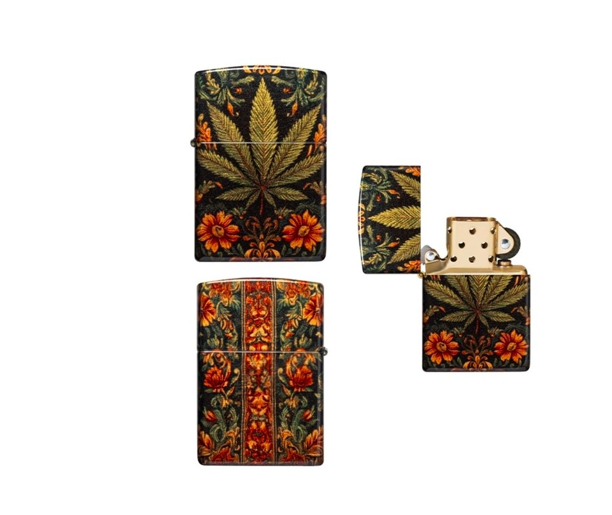 Zippo - Leaf and Flowers Design