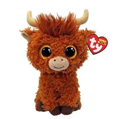 Ty Beanie Boo Alfie Highland Cow Brown 15cm