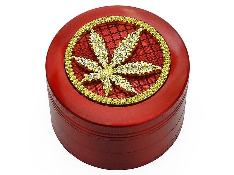 Grinder "Strass" 4-delige  37 x 51 mm Rood