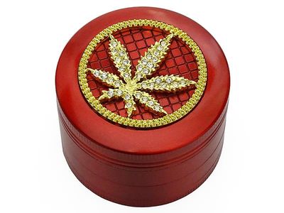 Grinder "Strass" 4-delige  37 x 51 mm Rood