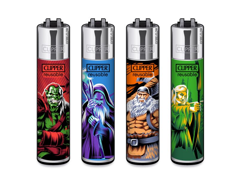 Clipper aansteker - Fantasy Worriors - CP11 (4 stuks)