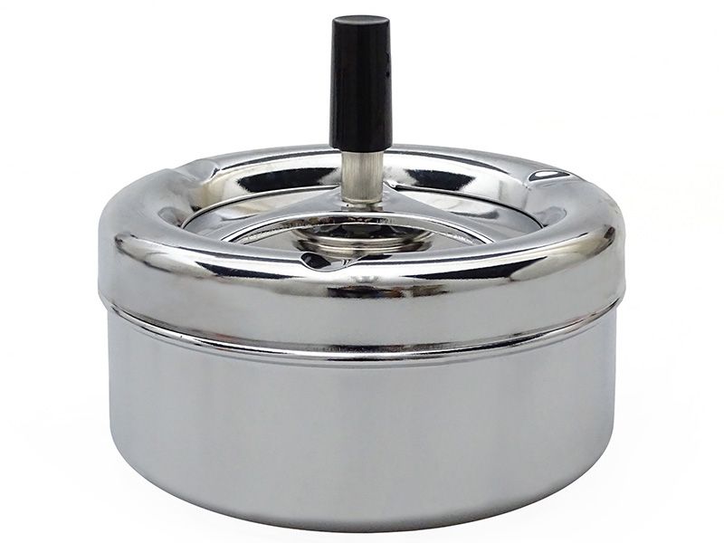 Draai asbak Chrome look, 11 x 13 cm