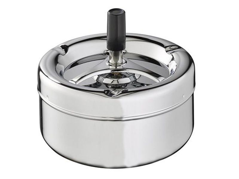 Draai asbak "Chroom" 9,7 x 9,7 cm