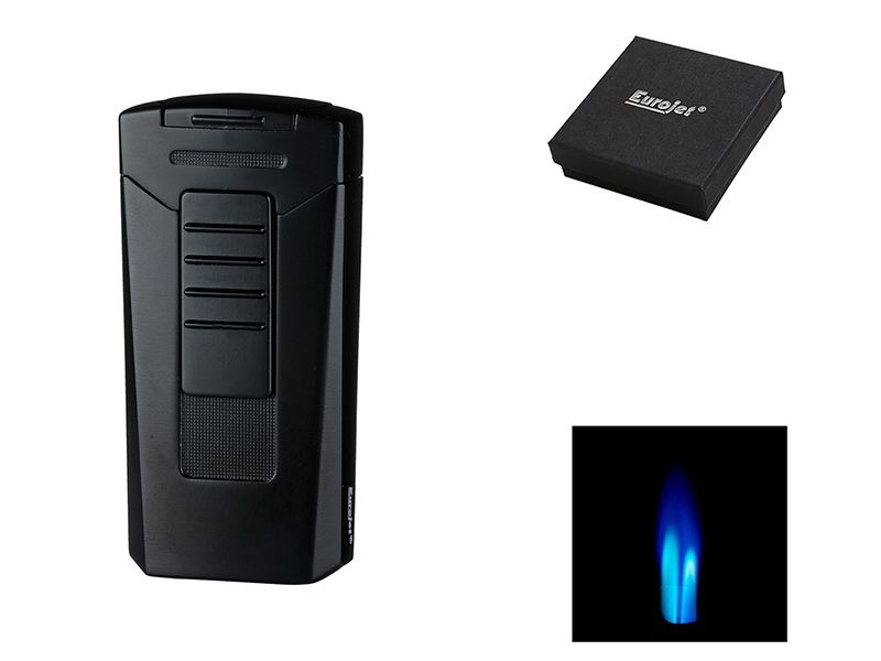 Storm aansteker "Race" zwart, verpakking van 2 stuks met jet-flame