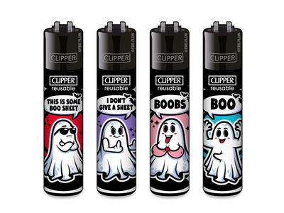 Clipper aansteker - Ghosts - CP11 (4 stuks)