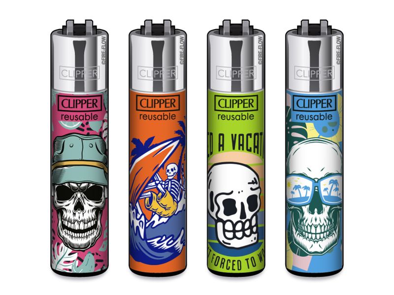 Clipper aansteker - Vacation Skull - CP11 (4 stuks)