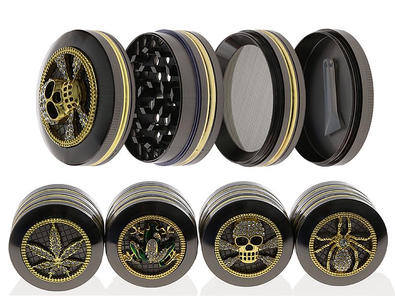 Grinder "Diamonds" Metaal; 4 versch. Motiven; 4-delig.; 52 x 43,5 mm,