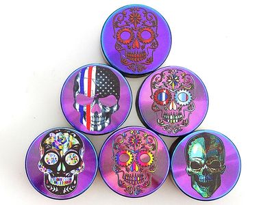 Grinder 'Rainbow Skulls' 3 delig, Black, 24 x 39 mm ( assorti)