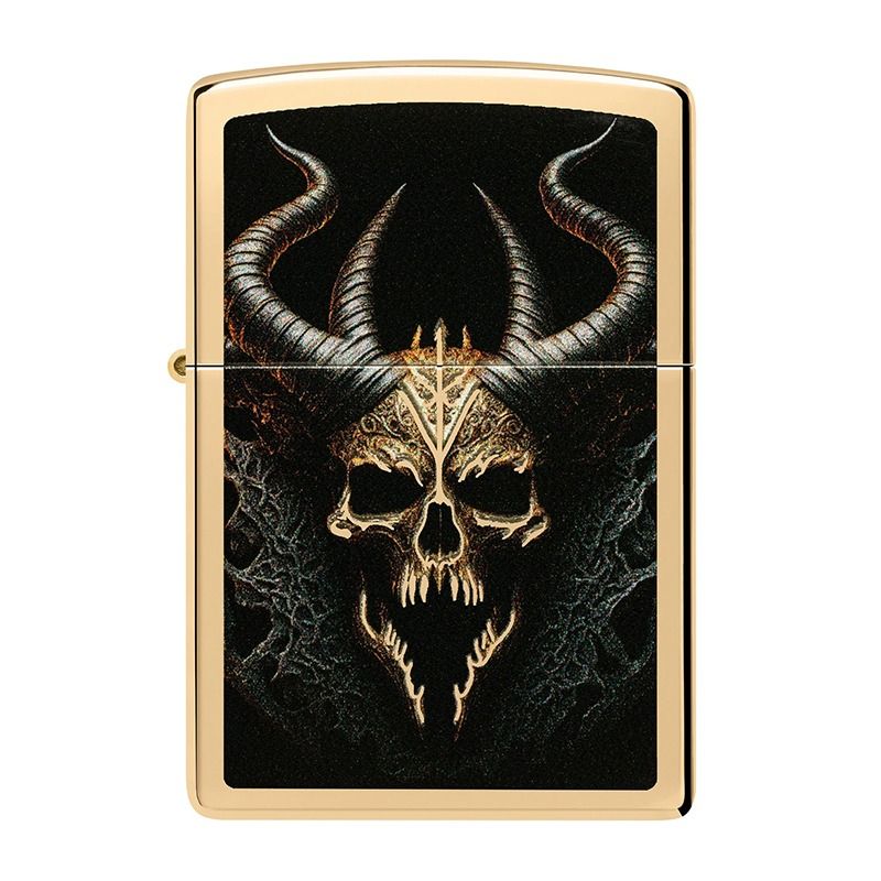 Zippo - Skull Design High Polish Brass