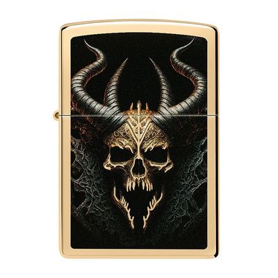 Zippo - Skull Design High Polish Brass