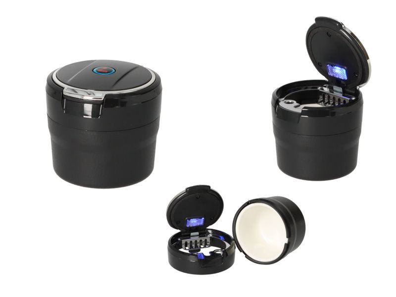 Auto-asbak "Patrick" zwart met LED
