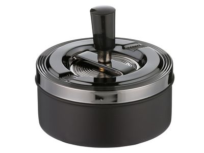 Draai asbak antraciet-metallic cilinder, 11 cm, enkelvoudig