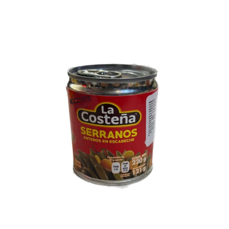 CHILES SERRANOS ENTEROS 220GR LA COSTEÑA