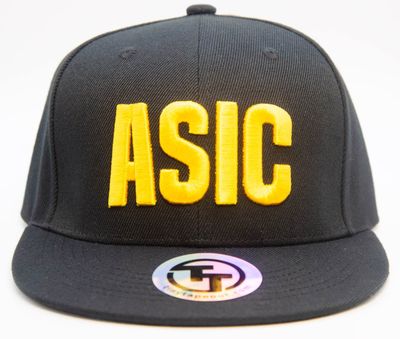 &#39;ASIC&#39; text baseball cap - flat peak